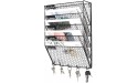 PAG Hanging Wall File Holder Mail Organizer Metal Chicken Wire Document Rack with 5 Hooks 5-Tier Black - BXC153YGB