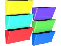 Storex Legal-Size Magnetic Wall Pocket – Plastic File Organizer Heavy-Duty Magnet Holds 5lbs Assorted Primary Colors 6-Pack 70252U06C - BDW4ZU79Y