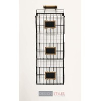 Wall File Holder with Wood Handle – Black Three Tier Durable Metal Rack with Spacious Slots for Easy Organization Mounts on Wall and Door for Office Home and Work – by Designstyles - BJOLRVUW3