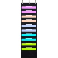 ZKOO Hanging File Folders Pocket Chart 10 Pocket & 3 Hanger Cascading Wall Organizer Organize Your Assignments Files Scrapbook Papers & More Perfect Organization for Classroom Home Office - B8UAUZTJB