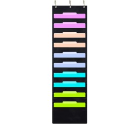 ZKOO Hanging File Folders Pocket Chart 10 Pocket & 3 Hanger Cascading Wall Organizer Organize Your Assignments Files Scrapbook Papers & More Perfect Organization for Classroom Home Office - B8UAUZTJB
